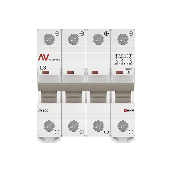 Выключатель автоматический AV-6 DC 4P 3A (L) 6kA EKF AVERES
