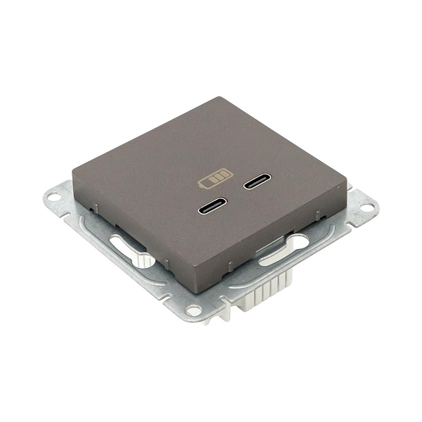 Механизм розетки USB-C - 2шт, мокко Эпика EKF