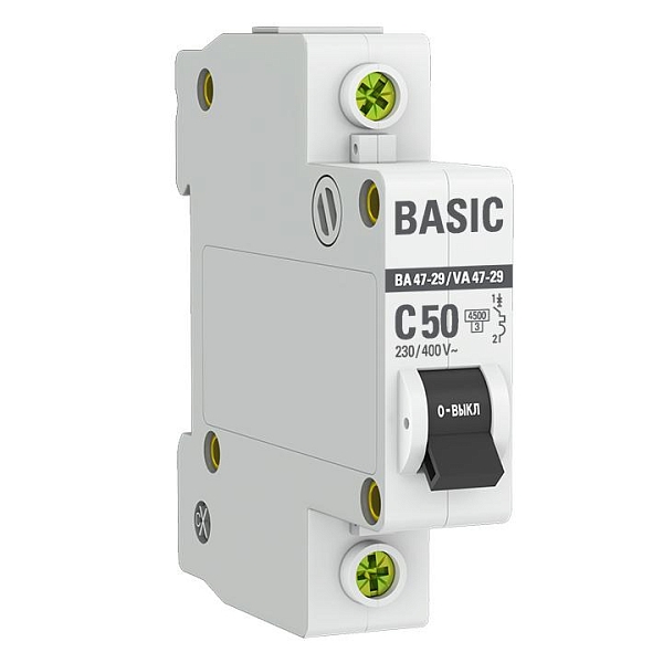 Автоматический выключатель ВА 47-29 1P 50А (C) 4,5кА BASIC