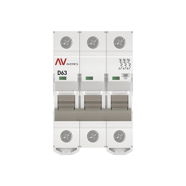 Выключатель автоматический AV-10 3P 63A (D) 10kA EKF AVERES