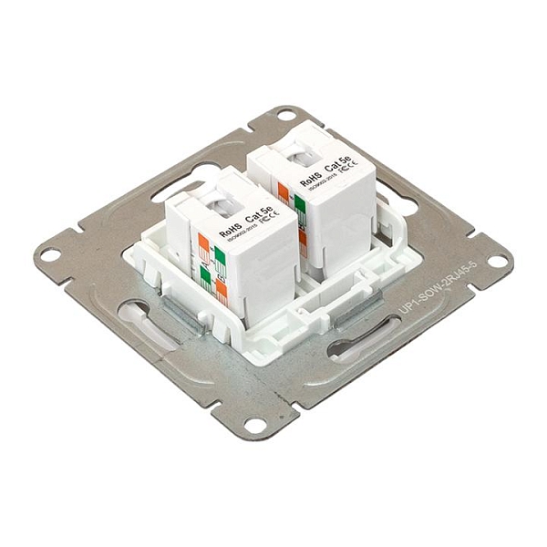 Механизм розетки RJ45 - 2шт, (cat5), белый Эпика EKF