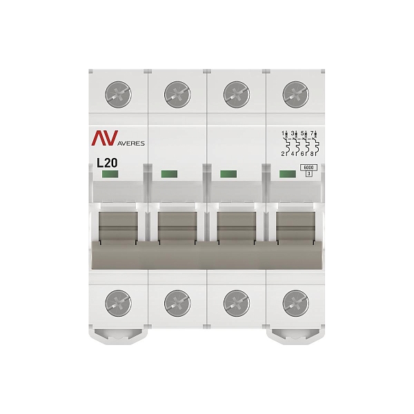 Выключатель автоматический AV-6 4P 20A (L) 6kA EKF AVERES