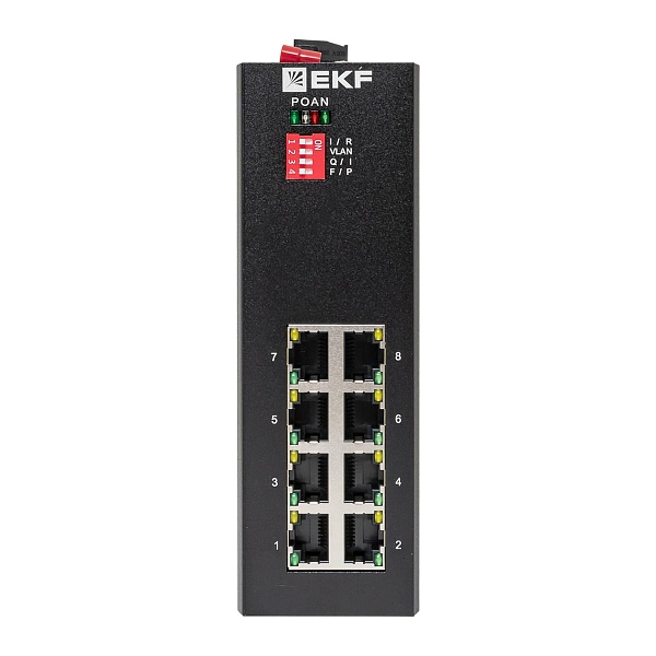 Промышленный неуправляемый коммутатор U-8GT, 8 портов 10/100/1000Base-T(X) RJ45, монтаж на динрейку TSX EKF