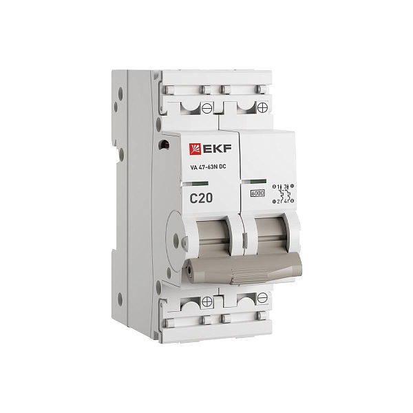 Автоматический выключатель ВА 47-63N DC 2P 20А (C) 6kA PROXIMA EKF