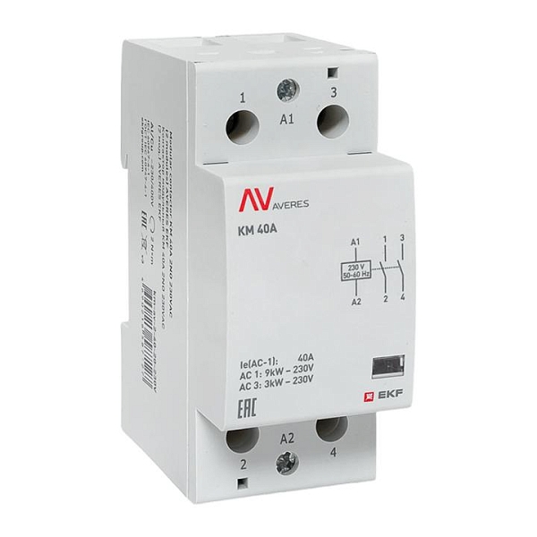 Контактор модульный КМ 40А 2NO 230В АС (2 мод.) AVERES EKF