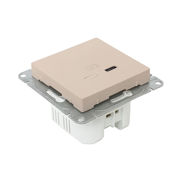 Механизм розетки USB-С, быстрая, кремовый Эпика EKF