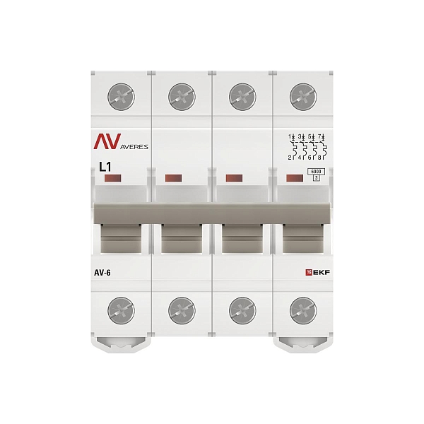 Выключатель автоматический AV-6 4P 1A (L) 6kA EKF AVERES