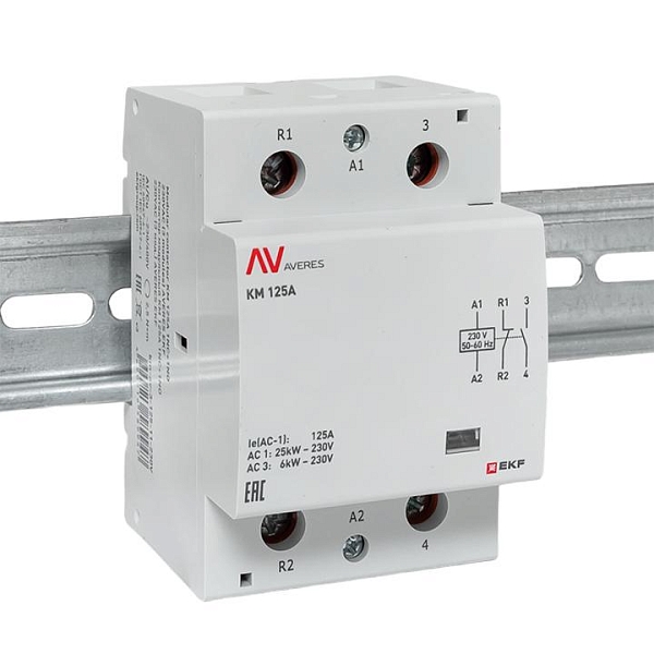 Контактор модульный КМ 125А 1NO+1NC 230В АС (3 мод.) AVERES EKF