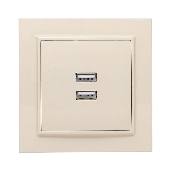 Минск Розетка USB 2-местная СП 2,1А бежевая EKF