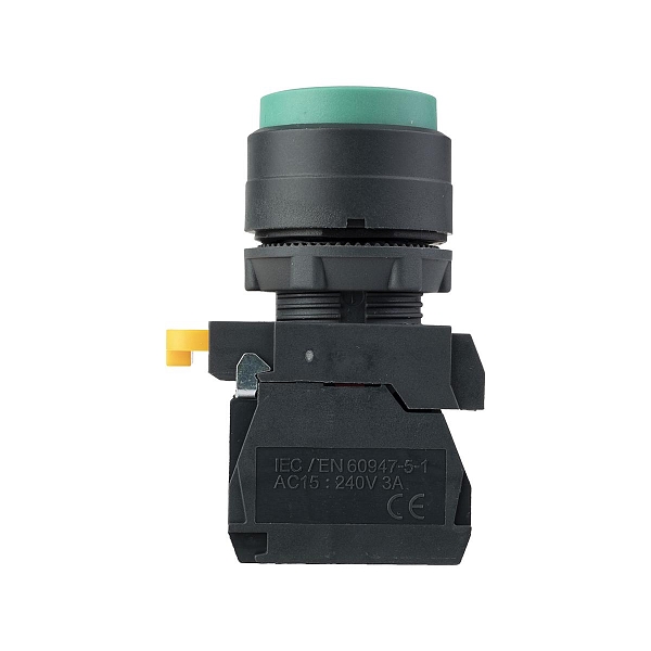 Кнопка выпирающая SB-35 с фиксацией 1NO+1NC зеленая IP65 EKF