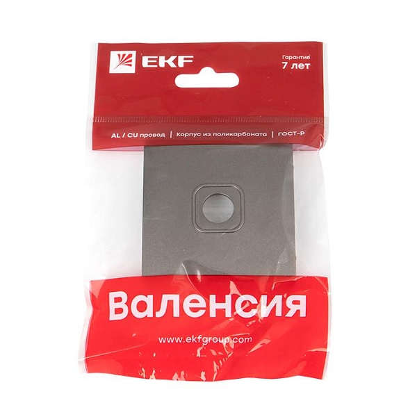 Валенсия лицевая панель розетки TV 1-местная 75Ом 5-862МГц графит EKF