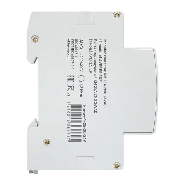 Контактор модульный КМ 25А 2NO 24В АС (1 мод.) AVERES EKF