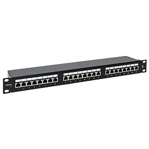 Патч-панель TERACOM CS 19'' Cat.6 1U полный экран STP 24 порта RJ-45 Dual IDC с органайзером