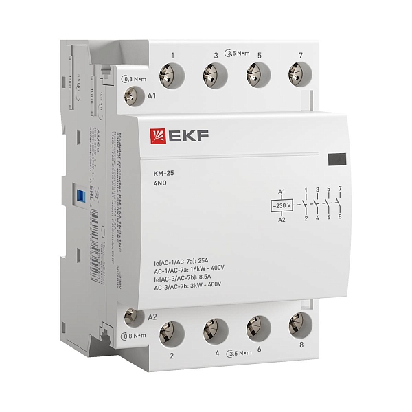 Контактор модульный КМ 25А 4NO 230В АС (3 мод.) PROXIMA EKF