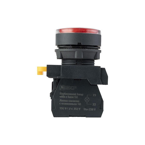 Кнопка SB-27 плоская без фиксации c подсветкой 220V AC 1NO красная IP65 EKF