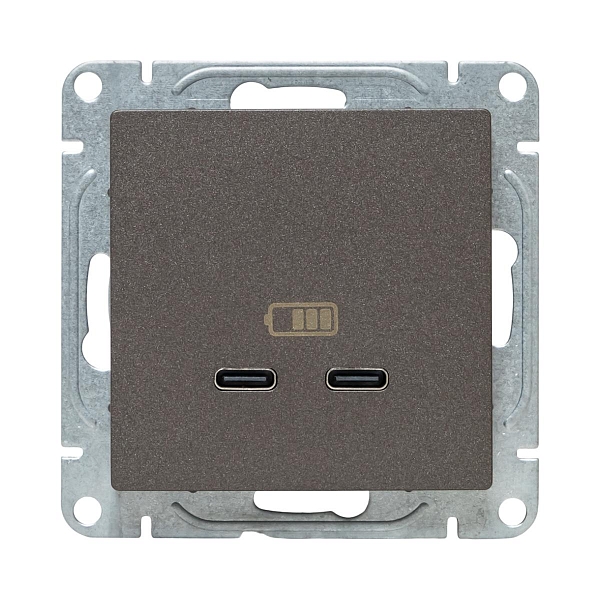 Механизм розетки USB-C - 2шт, мокко Эпика EKF