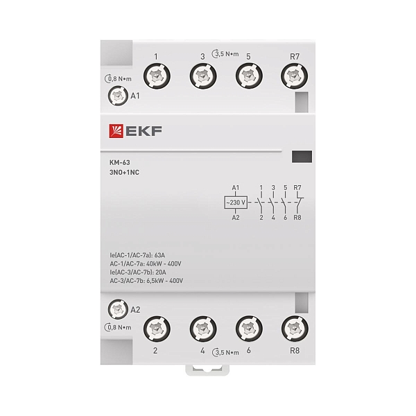 Контактор модульный КМ 63А 3NO+1NC 230В АС (3 мод.) PROXIMA EKF