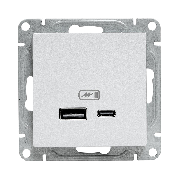 Механизм розетки USB-A+С, алюминий Эпика EKF