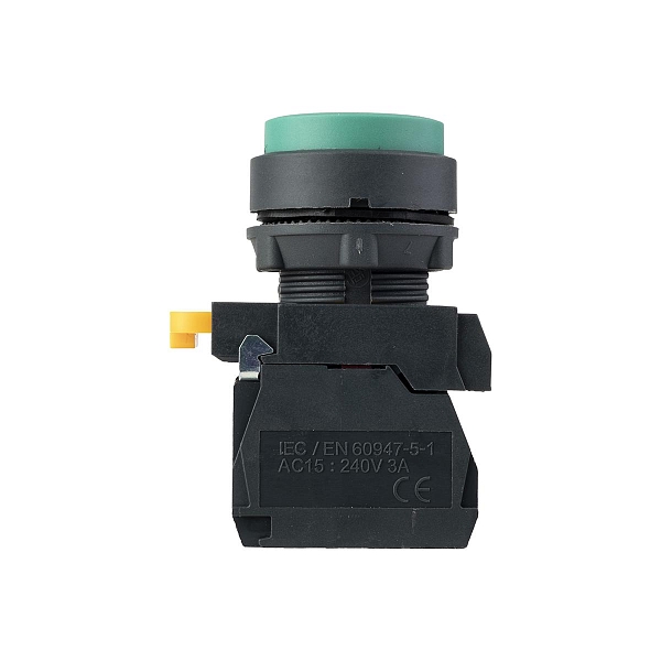 Кнопка выпирающая SB-25 без фиксации 1NO+1NС зеленая IP65 EKF