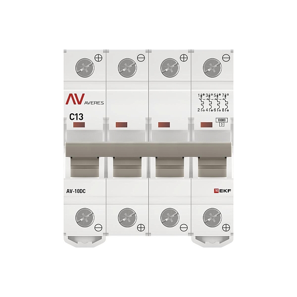 Выключатель автоматический AV-10 DC 4P 13A (C) 10kA EKF AVERES