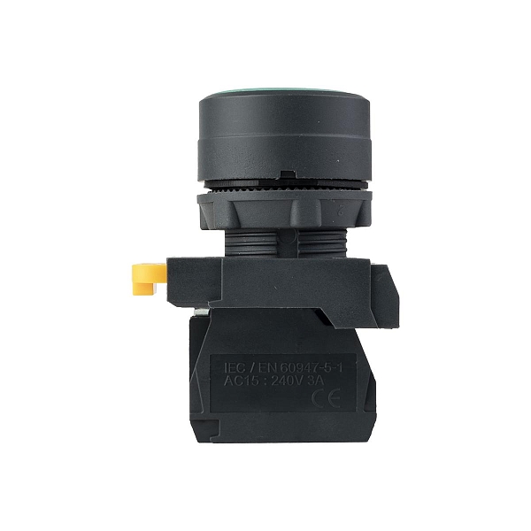 Кнопка SB-31 плоская с фиксацией 1NС зеленая IP65 EKF