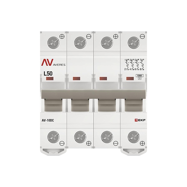 Выключатель автоматический AV-10 DC 4P 50A (L) 10kA EKF AVERES