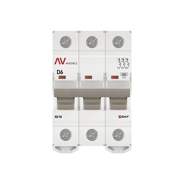 Выключатель автоматический AV-10 3P 6A (D) 10kA EKF AVERES