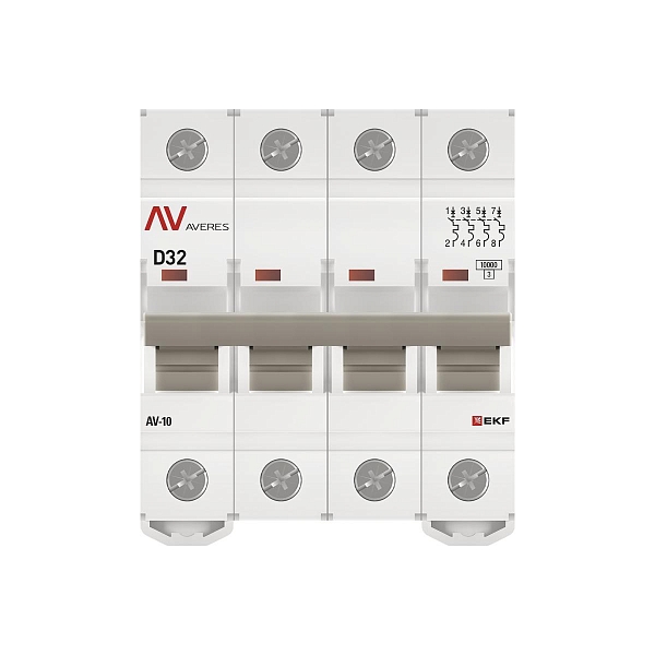Выключатель автоматический AV-10 4P 32A (D) 10kA EKF AVERES
