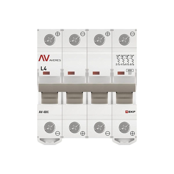 Выключатель автоматический AV-6 DC 4P 4A (L) 6kA EKF AVERES