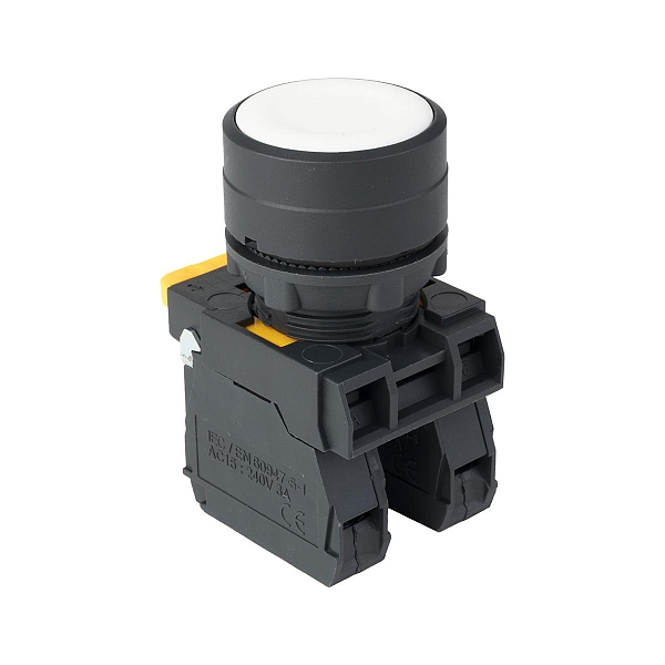 Кнопка SB-31 плоская с фиксацией 1NO+1NС белая IP65 EKF