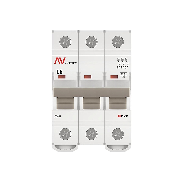 Выключатель автоматический AV-6 3P 6A (D) 6kA EKF AVERES