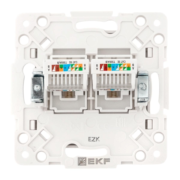 Стокгольм Механизм розетки RJ-45 2-местной белый EKF