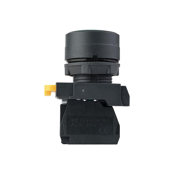 Кнопка SB-31 плоская с фиксацией 1NO зеленая IP65 EKF