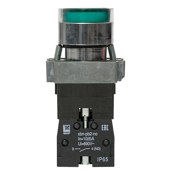 Кнопка BA31 с подсветкой 230В зеленая NO IP65 EKF PROxima