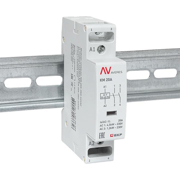 Контактор модульный КМ 20А 2NO 24В АС (1 мод.) AVERES EKF
