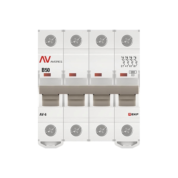 Выключатель автоматический AV-6 4P 50A (B) 6kA EKF AVERES