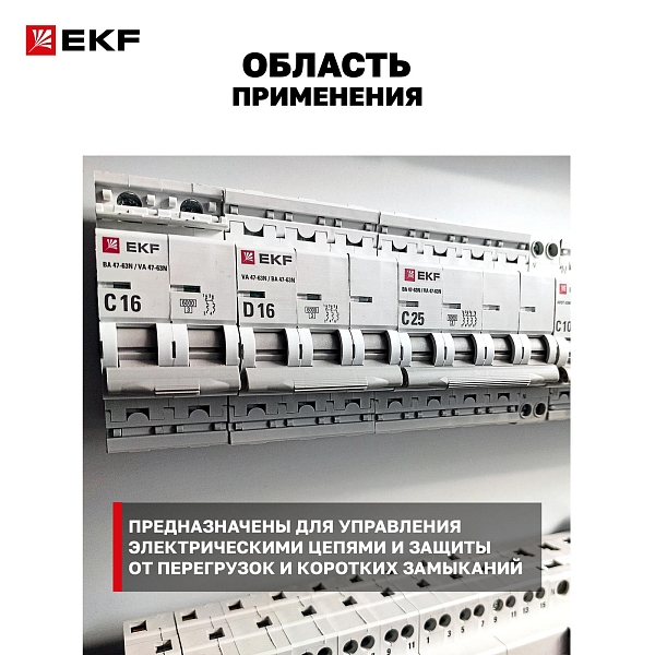 Автоматический выключатель ВА 47-63N 2P 63А (C) 4,5 кА PROXIMA EKF