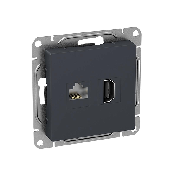 Механизм розетки HDMI+RJ45 (cat5), графит Эпика EKF