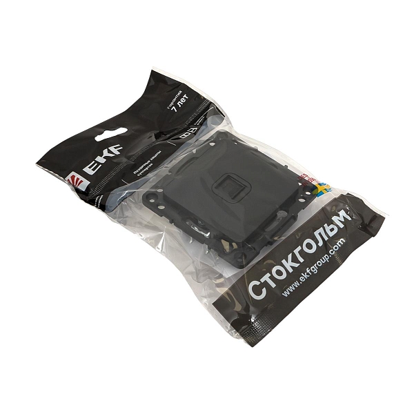 Стокгольм Механизм Розетки RJ-45 1-местной черный EKF