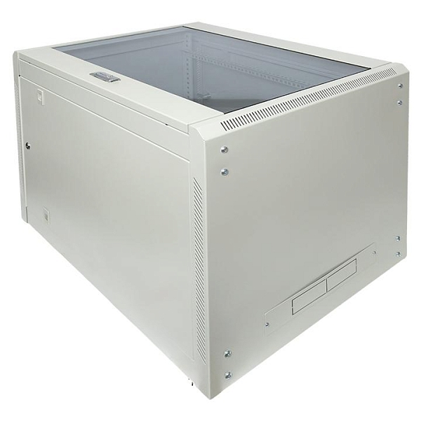 Шкаф настенный 19" TERACOM PRO 15U 600x600 мм дверь стеклянная с замком-ручкой серый