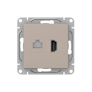 Механизм розетки HDMI+RJ45 (cat5), кремовый Эпика EKF