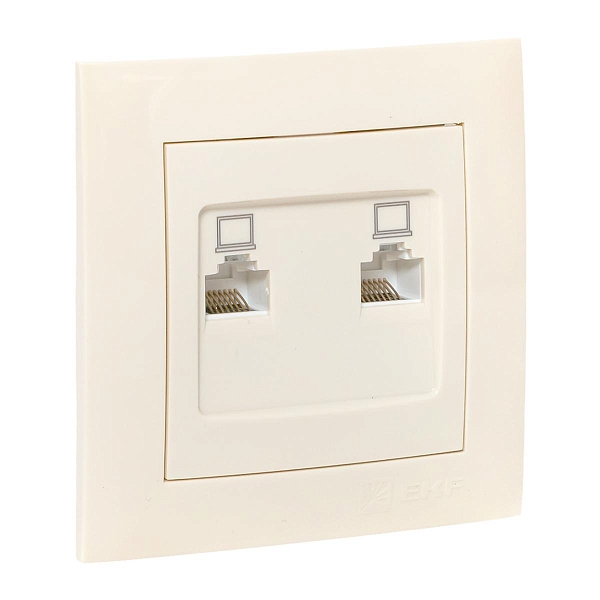 Валенсия розетка компьютерная RJ-45 2-местная кремовая EKF