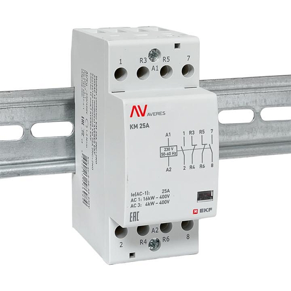 Контактор модульный КМ 25А 2NO+2NC 230В АС (2 мод.) AVERES EKF