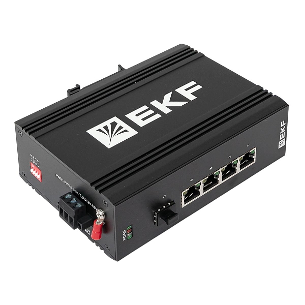 Промышленный неуправляемый коммутатор U-1GX/SFP-4GTP, 1 порт 1000Base-X SFP, 4 порта 10/100/1000Base-T(X) RJ45 c PoE, монтаж на динрейку TSX EKF