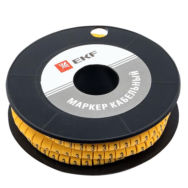 Маркер кабельный 4,0 мм2 "3" (500 шт.) (ЕС-2) EKF PROxima