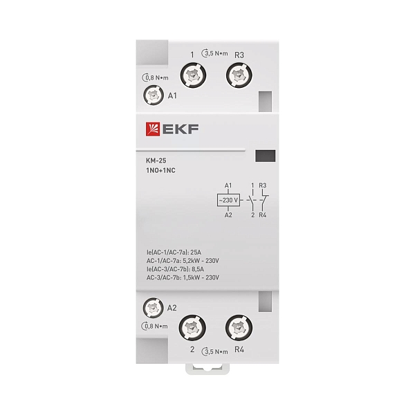 Контактор модульный КМ 25А 1NO+1NC 230В АС (2 мод.) PROXIMA EKF