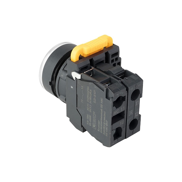 Кнопка SB-27 плоская без фиксации c подсветкой 24V DC 1NC белая IP65 EKF