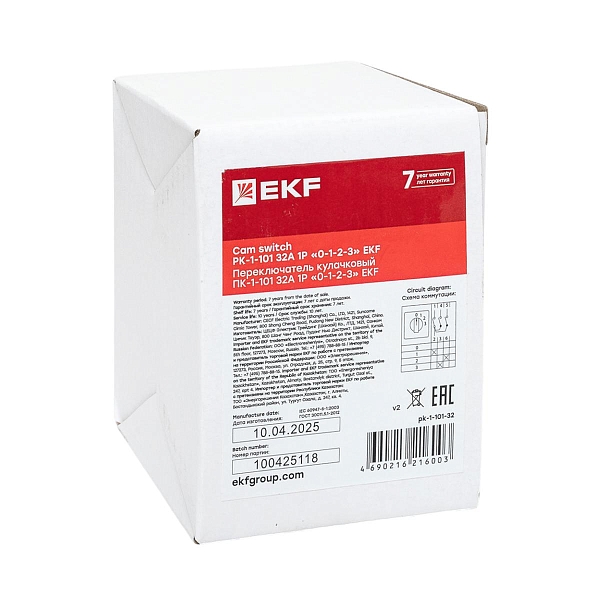 Переключатель кулачковый ПК-1-101 32А 1P «0-1-2-3» EKF PROxima