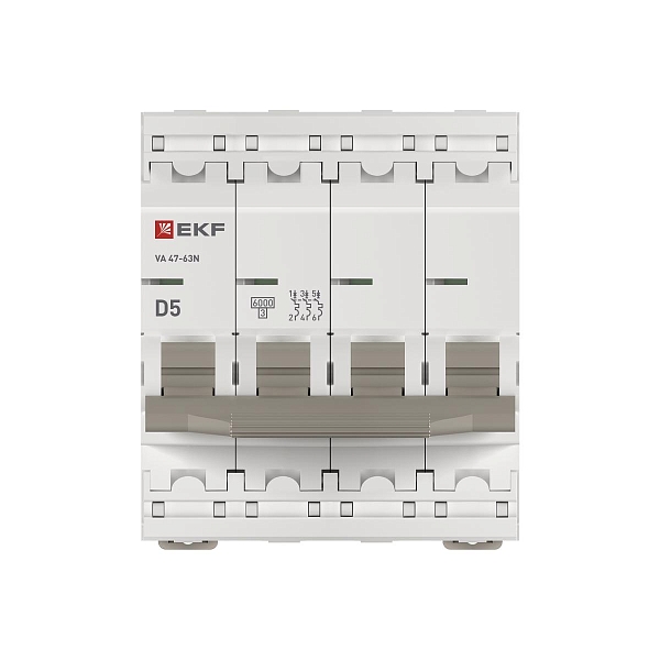 Автоматический выключатель ВА 47-63N 4P 5А (D) 6кА PROXIMA EKF